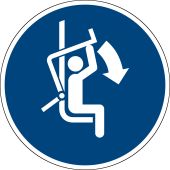Gebotszeichen "Sicherheitsbügel des Sessellifts schließen" [M033], ISO 7010
