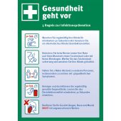 Sicherheitsaushang "Gesundheit geht vor - 5 Regeln zur Infektionsprävention", Folie (0,1 mm), 210 x 297 x 0,1 mm  