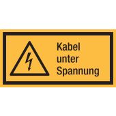 Warnzeichen Kombischild "Kabel unter Spannung" [W012], Text rechts