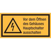 Warnzeichen "Vor dem Öffnen des Gehäuses Hauptschalter ausschalten" [W012], 