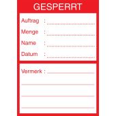 Qualitätskennzeichnung "Gesperrt", Folie (0,1 mm), rot, 62 x 88 mm