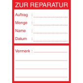 Qualitätskennzeichnung "Zur Reparatur", Folie (0,1 mm), rot, 62 x 88 mm