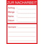 Qualitätskennzeichnung "Zur Nacharbeit", Folie (0,1 mm), rot, 62 x 88 mm