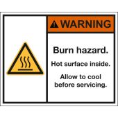 Aufkleber WARNING Burn hazard., Folie, selbstklebend, 100 x 80 x 0,1 mm, ANSI Z535, W017