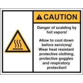 Aufkleber CAUTION Danger of scalding by hot vapors!, Folie, selbstklebend, 100 x 80 x 0,1 mm, ANSI Z535, W017