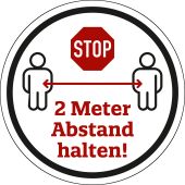 Abstand halten / Stoppschild, rot / schwarz, Fußbodenlaminat, selbstklebend, 400 x 0,22 mm