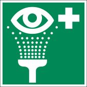 Rettungszeichen "Augenspüleinrichtung" [E011], Folie, selbstklebend, 150 x 150 x 0,4 mm, langnachleuchtend, 55/8 mcd, ASR A1.3 / ISO 7010