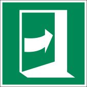 Rettungszeichen „Tür öffnet durch Drücken auf der rechten Seite“ [E023], ASR A1.3 / ISO 7010