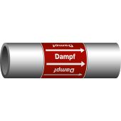 Rohrleitungsband "Richtungspfeil + Durchflussstoff", Gruppe: "Dampf", DIN 2403