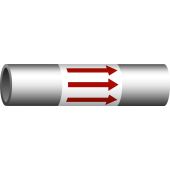 Rohrleitungsband "Pfeil in Fließrichtung", weiß/rot, DIN 2403