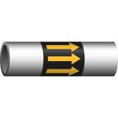 Bänder zur Rohrleitungskennzeichnung Pfeil gelb, Band schwarz, 76 mm