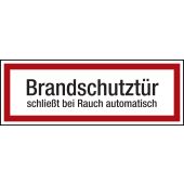 Brandschutztürzeichen "Brandschutztür schließt bei Rauch automatisch", DIN 4066