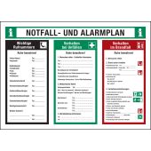 Sicherheitsaushang "Notfall- und Alarmplan", Kunststoff (1 mm), 700 x 500 x 1 mm  