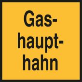 Gashaupthahn, gelb / schwarz, Kunststoff, 200 x 200 x 1 mm