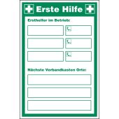 Sicherheitsaushang "Erste-Hilfe - Ersthelfer", Kunststoff (1 mm), 200 x 300 x 1 mm  
