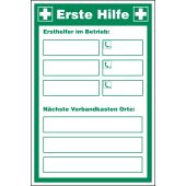 Sicherheitsaushang "Erste-Hilfe - Ersthelfer", Kunststoff (1 mm), 200 x 300 x 1 mm  