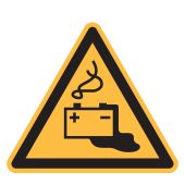 Warnzeichen "Warnung vor Gefahr durch das Aufladen von Batterien" [W026], ASR A1.3 / ISO 7010