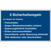 Sicherheitsaushang "5 Sicherheitsregeln"