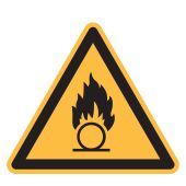 Warnzeichen "Warnung vor brandfördernden Stoffen" [W028], ASR A1.3 / ISO 7010