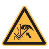 Warnzeichen "Warnung vor Quetschgefahr der Hand zwischen Presse und Werkstück" [W031], ISO 7010