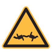 Warnzeichen "Warnung vor Stacheldraht" [W033], ISO 7010