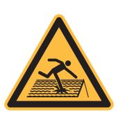 Warnzeichen "Warnung vor nicht durchtrittsicherem Dach" [W036], ISO 7010