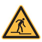 Warnzeichen "Warnung vor Abwärtsstufen" [W070], ISO 7010