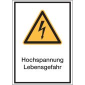 Warnzeichen Kombischild "Hochspannung Lebensgefahr" [W012], ASR A1.3 / ISO 7010