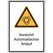 Warnzeichen Kombischild "Vorsicht! Automatischer Anlauf" [W018], ASR A1.3 / ISO 7010