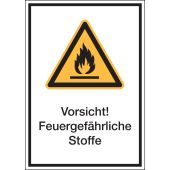 Warnzeichen "Vorsicht! Feuergefährliche Stoffe" [W021], ASR A1.3 / ISO 7010