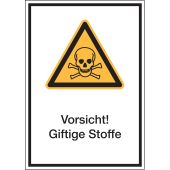 Warnzeichen Kombischild "Vorsicht! Giftige Stoffe" [W016], ASR A1.3 / ISO 7010