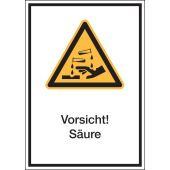 Warnzeichen Kombischild "Vorsicht! Säure" [W023], ASR A1.3 / ISO 7010