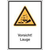 Warnzeichen Kombischild "Vorsicht! Lauge" [W023], ASR A1.3 / ISO 7010