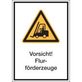 Warnzeichen Kombischild "Vorsicht! Flurförderzeuge" [W014], ASR A1.3 / ISO 7010