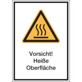 Warnzeichen Kombischild "Vorsicht! Heiße Oberfläche" [W017], ASR A1.3 / ISO 7010