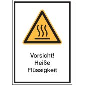 Warnzeichen Kombischild "Vorsicht! Heiße Flüßigkeit" [W017], ASR A1.3 / ISO 7010