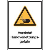 Warnzeichen Kombischild "Vorsicht! Handverletzungsgefahr" [W024], ASR A1.3 / ISO 7010