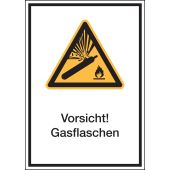 Warnzeichen Kombischild "Vorsicht! Gasflaschen" [W029], ASR A1.3 / ISO 7010