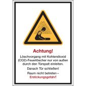 Warnzeichen Kombischild "Achtung Löschvorgang mit Kohlendioxid [...] im Raum" [W041], ASR A1.3/ISO 7010