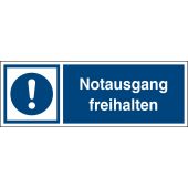 Gebotszeichen "Notausgang freihalten" [M001], ASR A1.3 / ISO 7010, Kombischild querformat