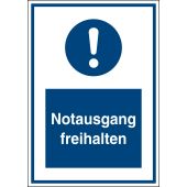 Gebotszeichen "Notausgang freihalten" [M001], ASR A1.3 / ISO 7010, Kombischild hochkant