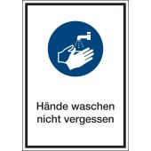 Gebotszeichen "Hände waschen nicht vergessen" [M011], ASR A1.3 / ISO 7010, Kombischild