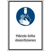 Gebotszeichen "Hände desinfizieren" [GBP28], praxisbewährt, Kombischild