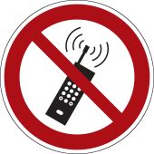 Verbotsschild "Eingeschaltete Mobiltelefone verboten" [P013], ASR A1.3 / ISO 7010