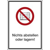 Verbotsschild Kombischild "Nichts abstellen oder lagern!" [P023], ASR A1.3 / ISO 7010