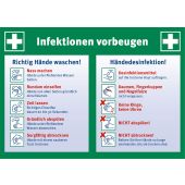 Sicherheitsaushang "Infektionen vorbeugen - Richtig Hände waschen! + Händedesinfektion!"