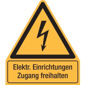 Warnzeichen Kombischild "Elektr. Einrichtungen Zugang freihalte" [W012], ASR A1.3