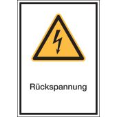 Warnzeichen Kombischild "Rückspannung" [W012], ASR. 1.3 / ISO 7010, hochkant