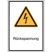 Warnzeichen "Rückspannung" [W012], ASR A1.3 / ISO 7010