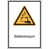 Warnzeichen Kombischild "Batterieraum" [W026], ASR A1.3 / ISO 7010